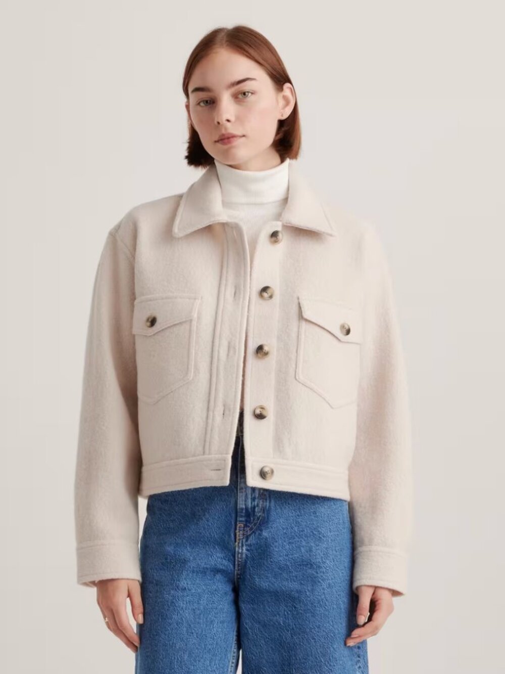 Quince 100% Merino Wool Cropped Shirt Jacket